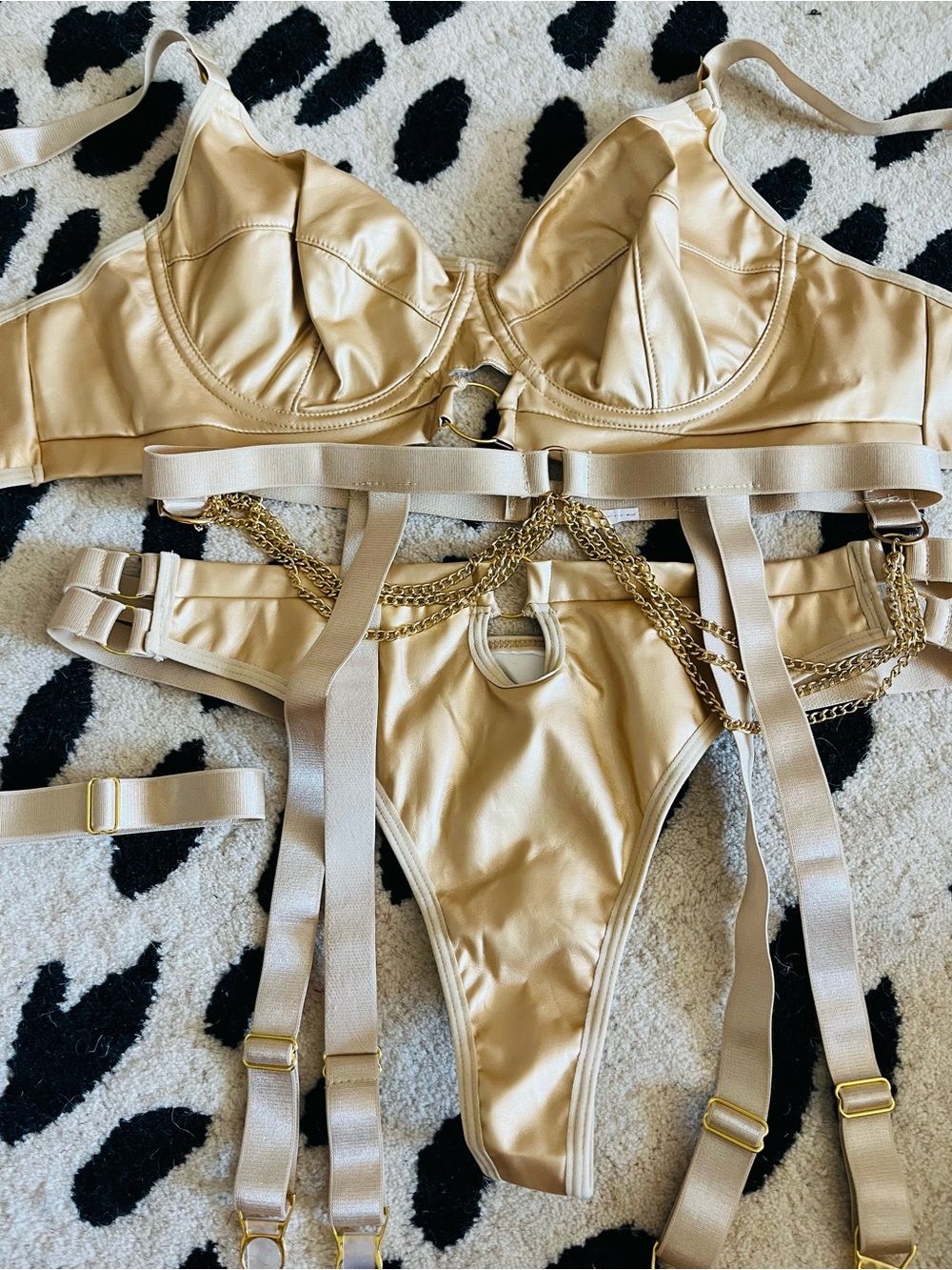Gold Strappy Lingerie Set - 34C Women Intimates lingerie set